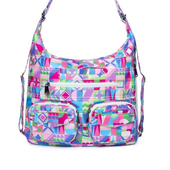 Lug Zipliner Convertible Hobo Bag Small World Multi Disney Print - Picture 1 of 7